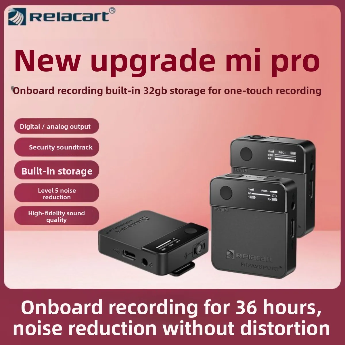For Relacart Mi2pro Lavalier Microphone, Noise Reduction Lapel Mic for Live Streaming & Short Video Recording
