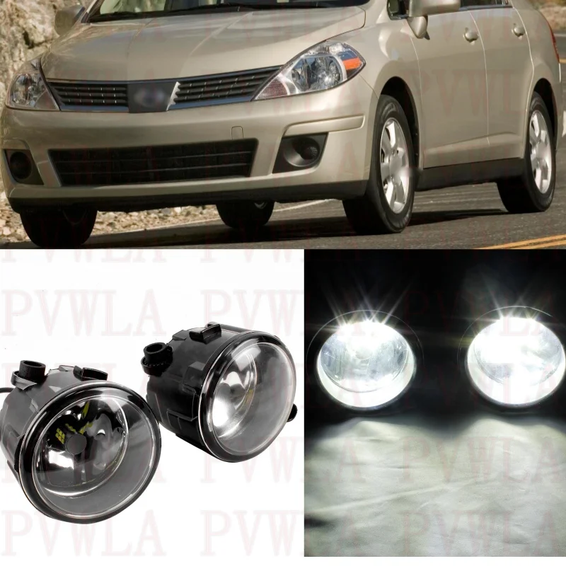 2pcs Front Bumper Fog Lamp Lights With LED Bulbs 261508990B For Nissan Versa 2007 2008 2009 2010 2011 2012