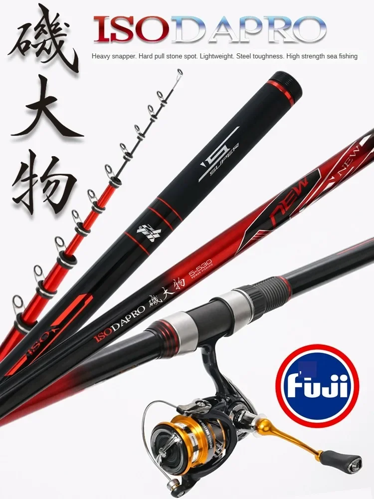 

WLGZ Fuji Part Ultralight High Carbon Rock Fishing Rod 4#5# 450 530 630 Long Casting Saltwater Telescopic Spinning Pole for Carp