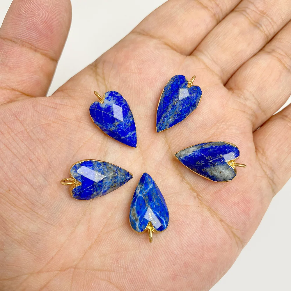 2Pcs Shiny Labradorite Heart Shape Pendants for DIY Jewellery