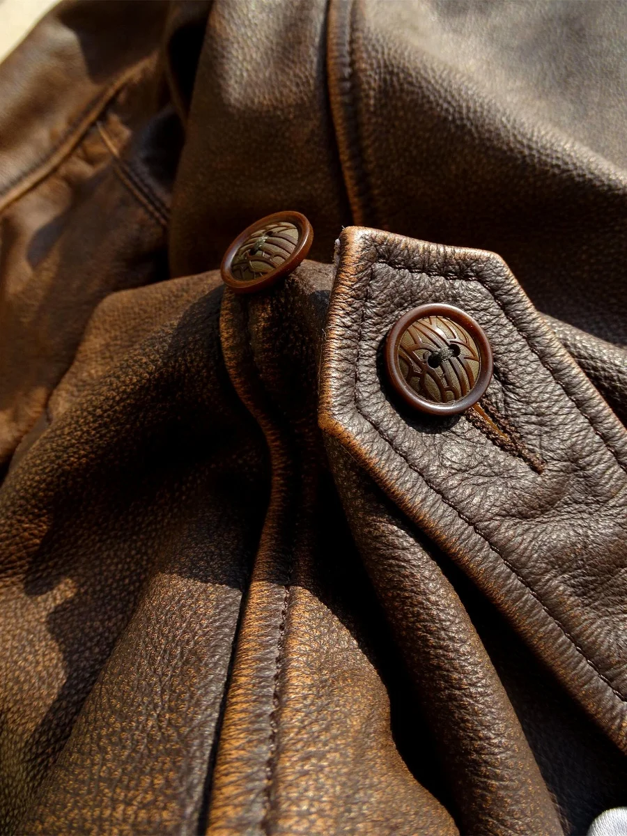 كاتب الفرامل [يضرب الروح مباشرة لمسح اللون وجعلها قديمًا] جلد العجل ذو الأساسية الشايية الرجعية الأمريكية ذات الغسيل الثقيل