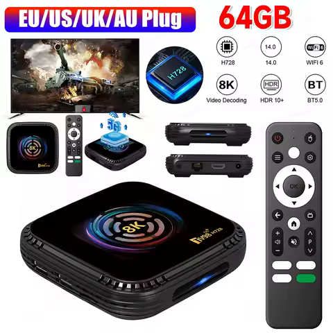 Transpeed Allwinner H728 Android 14 TV BOX Dual Wifi 6 64G Octa-Core ARM Cortex A55 Support 8K HDR Video 4K BT5.0 Set Top Box