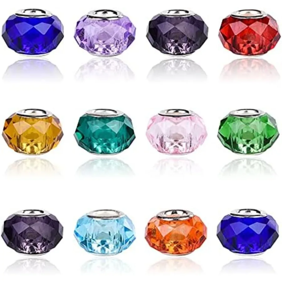 

100 шт. 15x11 мм, муранские стеклянные бусины с большим отверстием, разноцветные с серебряными латунными сердечками, европейские подвески, подходят для браслета, ожерелья Fa