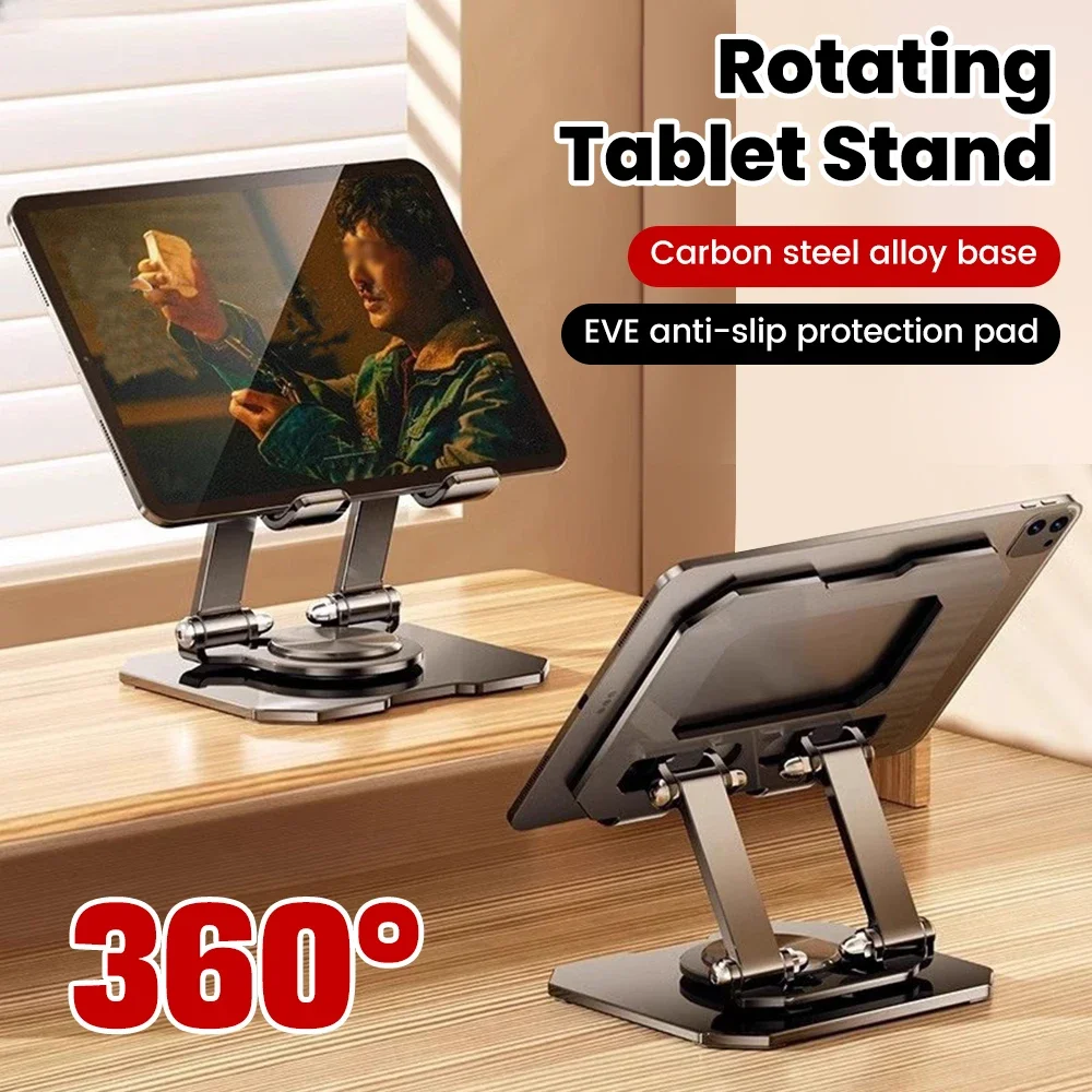 Support pour ordinateur portable, support pour téléphone portable et tablette, en alliage d'aluminium, support de bureau multifonctionnel, rotation à 360 degrés, pliable