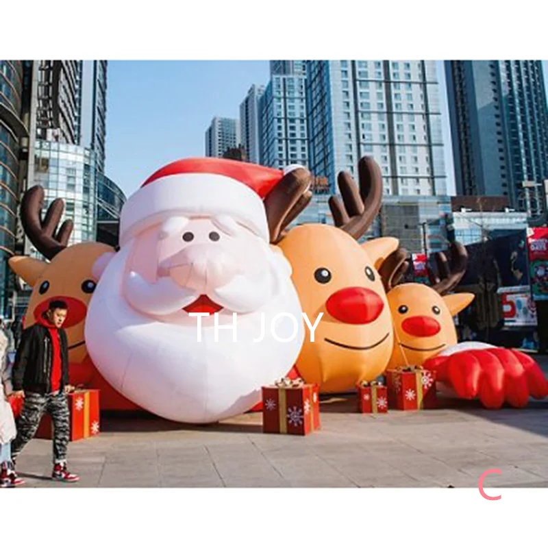 Globo de Reno de Papá Noel gigante para decoración, iluminación LED para exteriores, envío aéreo rápido a puerta