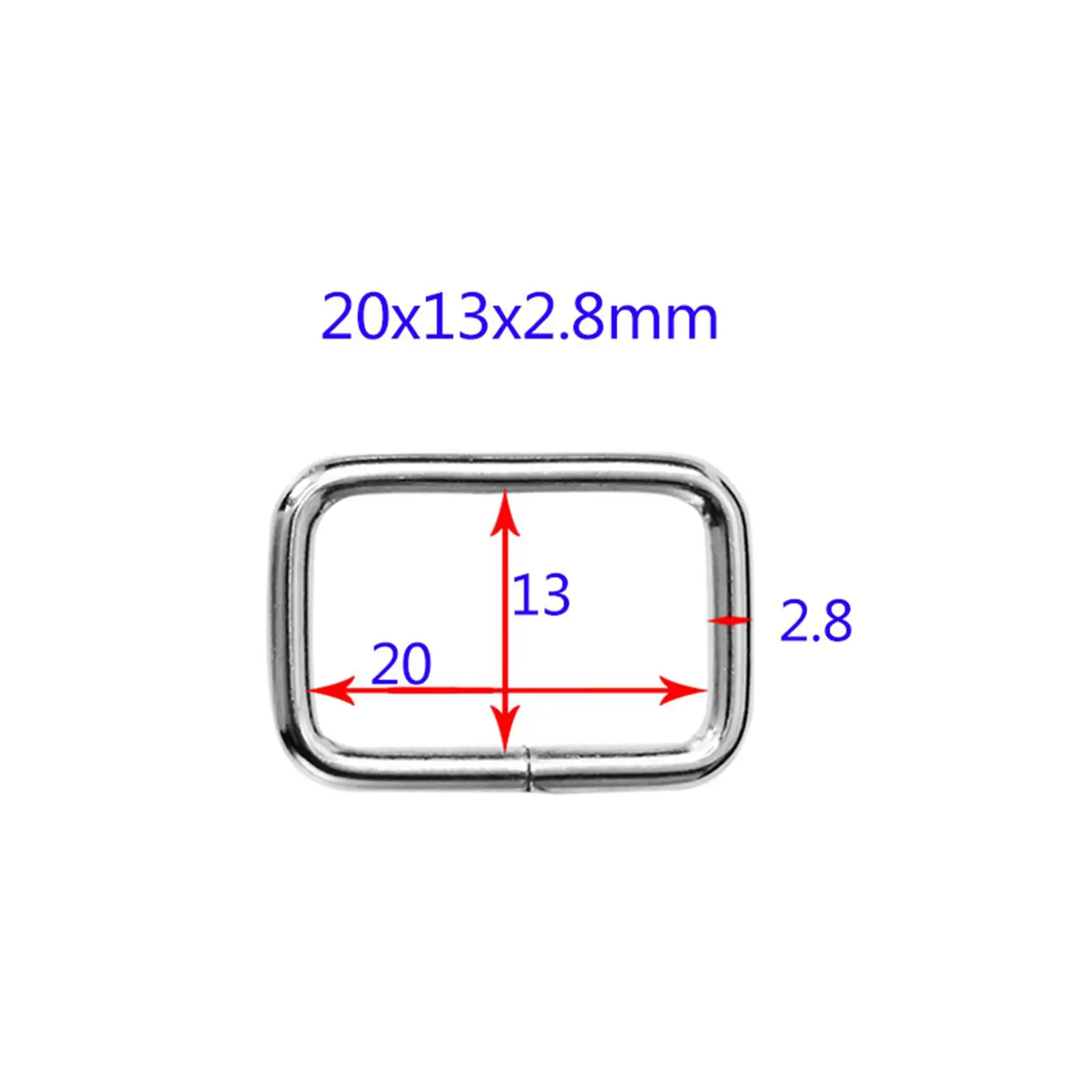 Metal Rectangle Loop Rings Wire Formed Buckles 4 Size for Belt Purse Tape Webbing