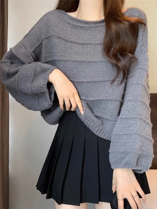 Pink Lantern Sve Base lavorata a maglia irt Donna Inizio autunno 2025 Nuovo maglione allentato ort Autunno Inverno Top Casual Sle Polyest...