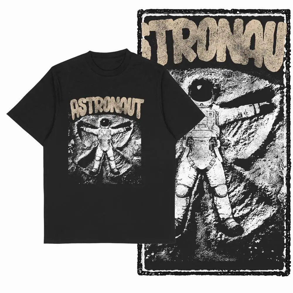 Cool 100% Cotton Space Man Printed Men T Shirt BLACK Big Size Unique Astronaut Graphic T-Shirt Novety Cool Tee Shirt G37