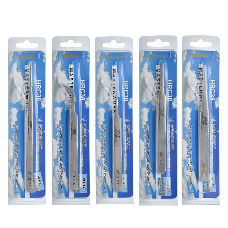 Stainless Steel Eyelashes Tweezers Anti-static High Precision Tweezers Professional Volumn Lash Extension Makeup Tool