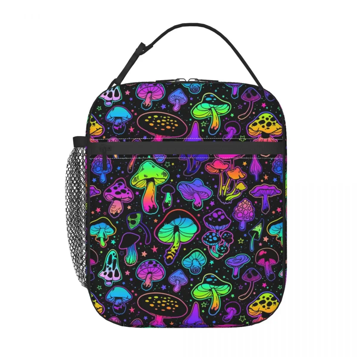 Psychedelic Magic Mushroom Trippy Hippie Insulated Lunch Bag for Women Portable Cooler Thermal Bento Box Office Work School