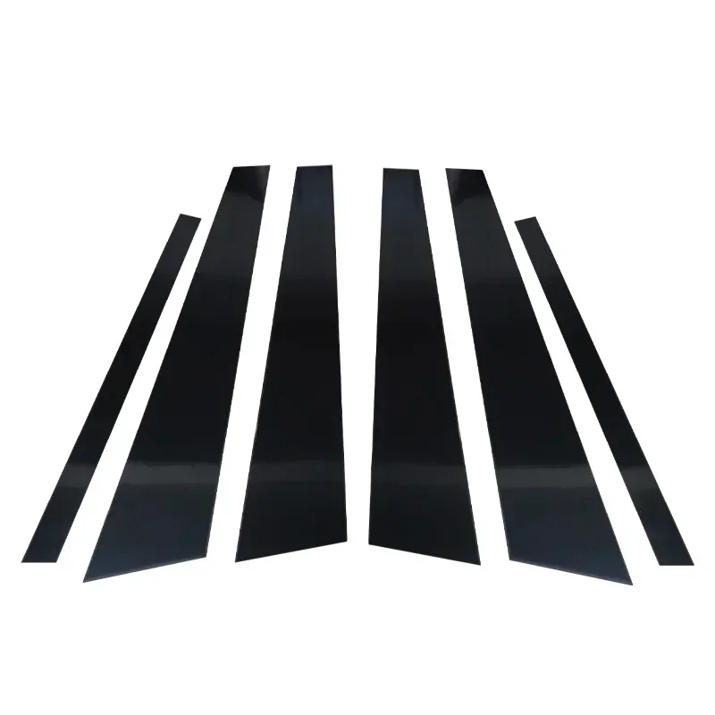 6PC For BMW 7 Series E65 E66 2001 2002 2003 2004 2005 2006 2007 2008 Door Trim Pillar Posts Glossy Black Window Decorative Cover