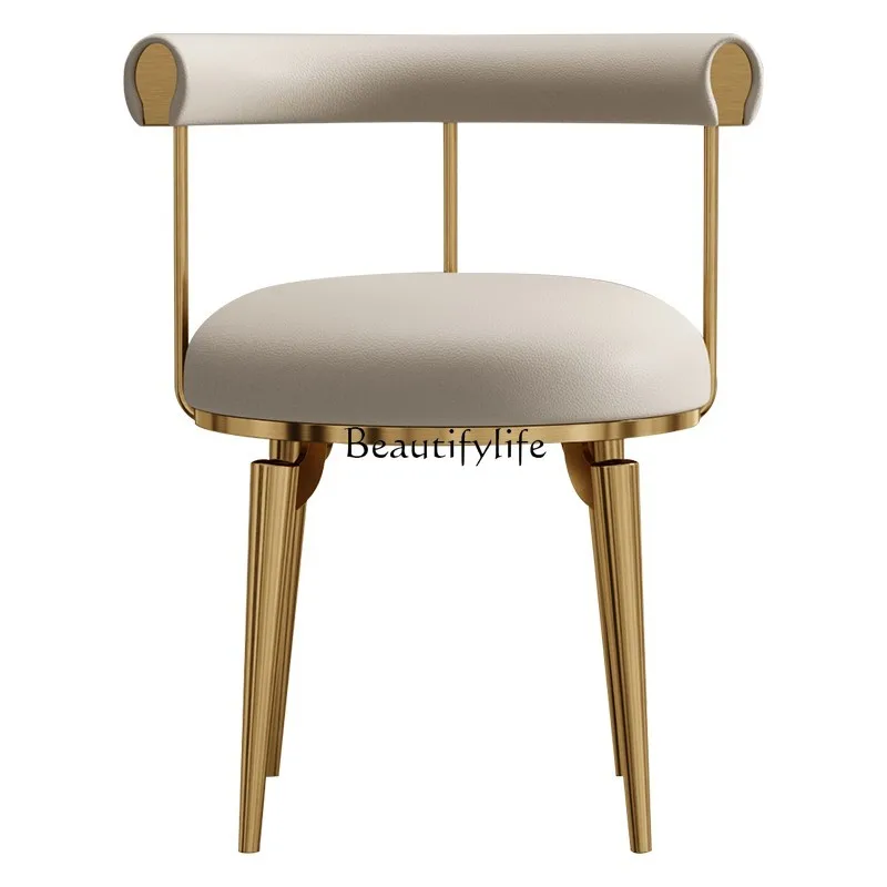 

Light Luxury Dining Chair Full Leather Post-Modern High-End Backrest Simple Italian Minimalist Chair