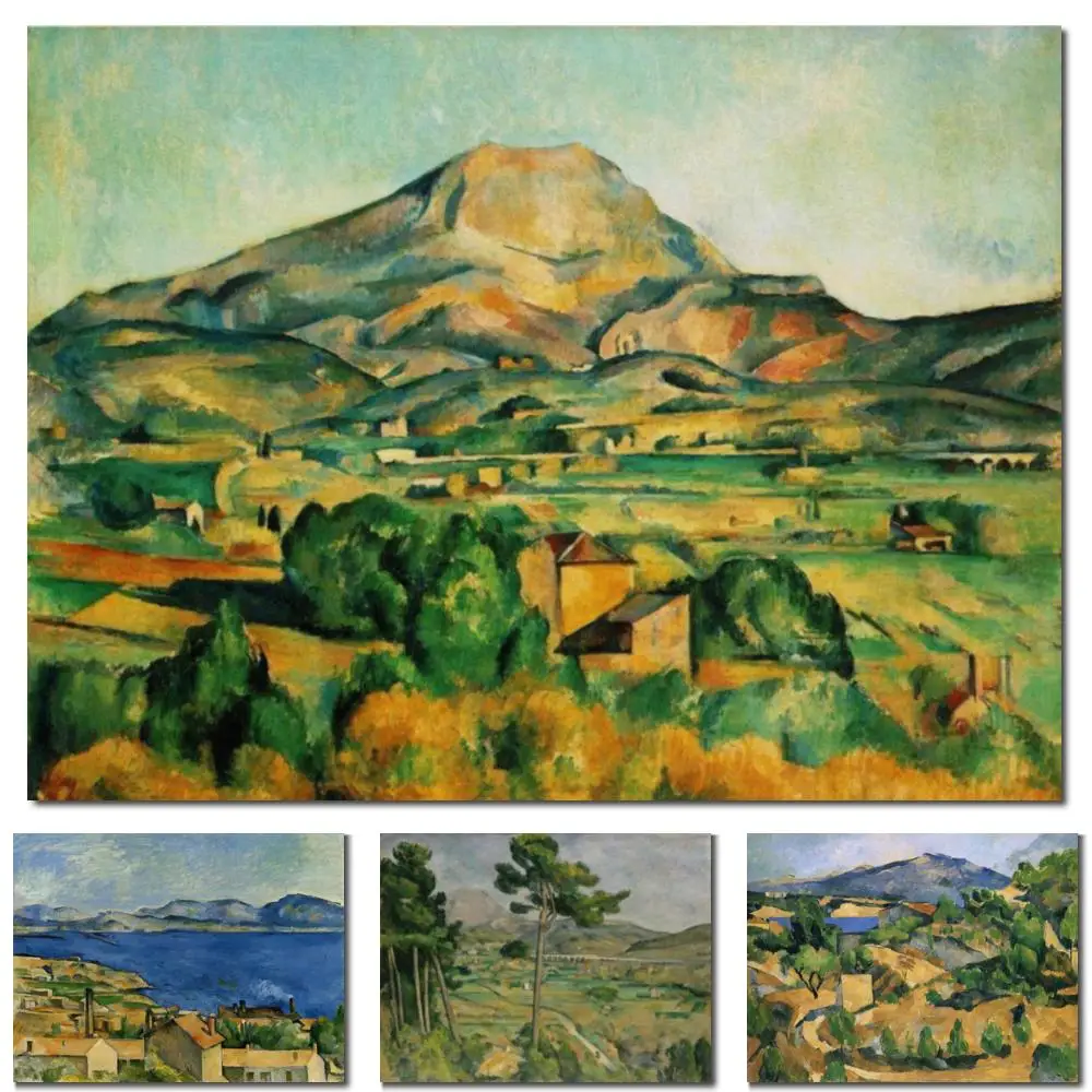 لوحة فنية للمناظر الطبيعية على القماش مرسومة يدويًا كلاسيكية بول سيزان عمل فني مونت سانت فيكتير لوحة تجريدية ديكور غرفة المعيشة كبيرة