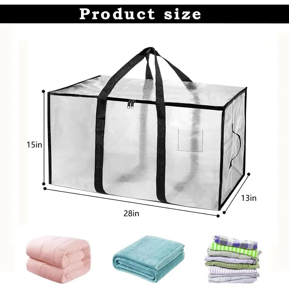 8 Pack - Extra Large Heavy Duty Moving Bags - Waterproof Storage Totes with Handles & Zippers, Foldable or College Dorm, Storage view 2