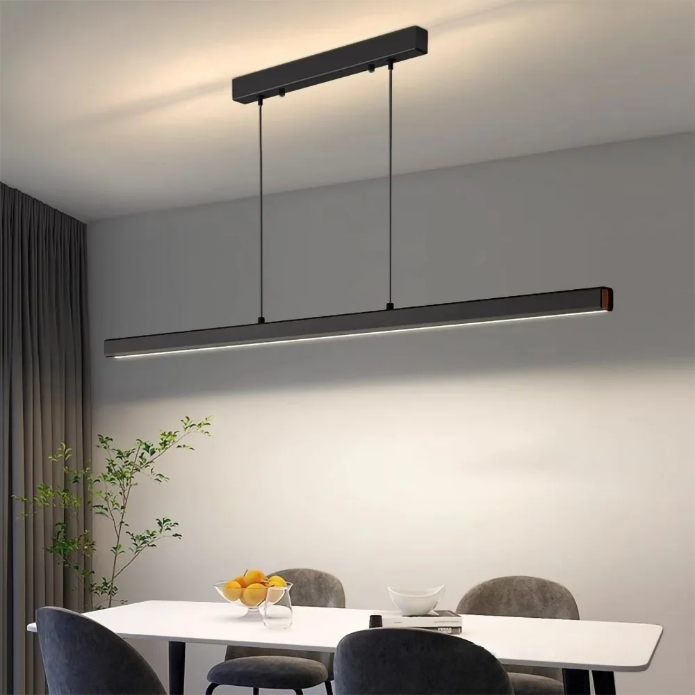 Modern LED Pendant Light Minimalist Lines High-End Feel For Restaurants Offices Conference Rooms Long Strip Lighting Fixtures