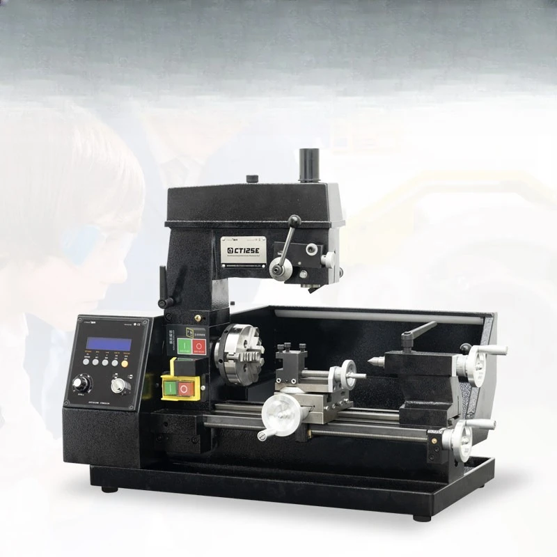 CT125 3 in 1 Mini Combo Lathe Mill Drill Machine, Benchtop Micro Multi-function Machine Tool for DIY Model Making & Teaching