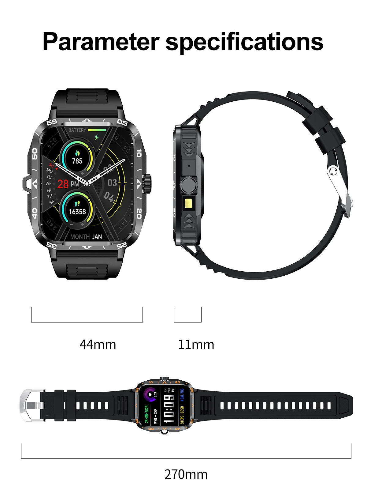 Bluetooth Call Smart Watch Health Monitor Activity Tracker Music Playback 1.9" Multi-function Sport Smartwatch For Android Apple