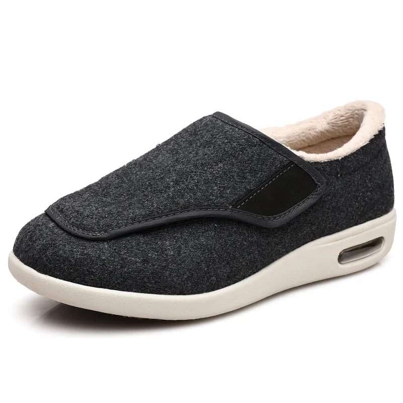 Winter Fleece Lined Warm Seniors Walking Shoes Extra Wide Magic Tape Breathable Non Slip Comfort