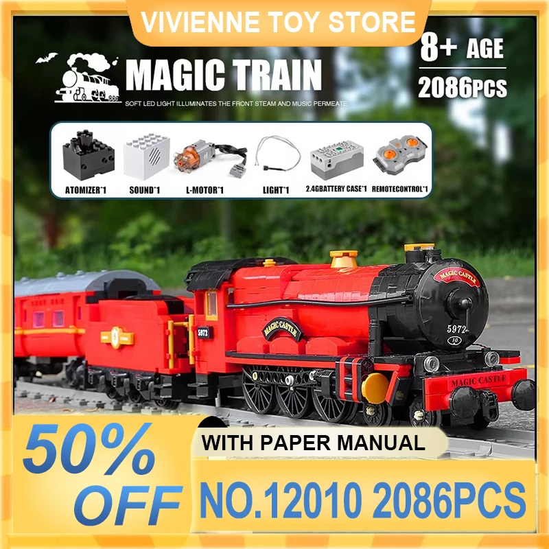 

MOULD KING 12010 Magic RC Train Building Blocks Bricks Puzzle Assembly Children Remote Control Toys Chrismas Birthday Gifts Kids