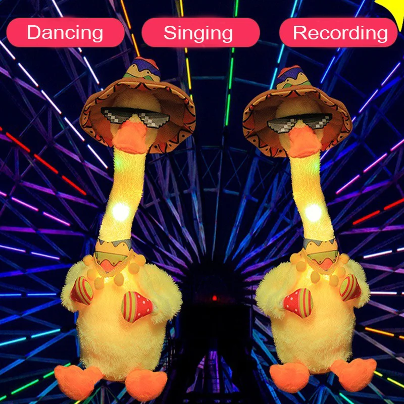 Lovely Dancing Duck Talking Toy USB Charging Sound Record Repeat Doll Kawaii Duck Kids Education Toys Gift Birthday Present