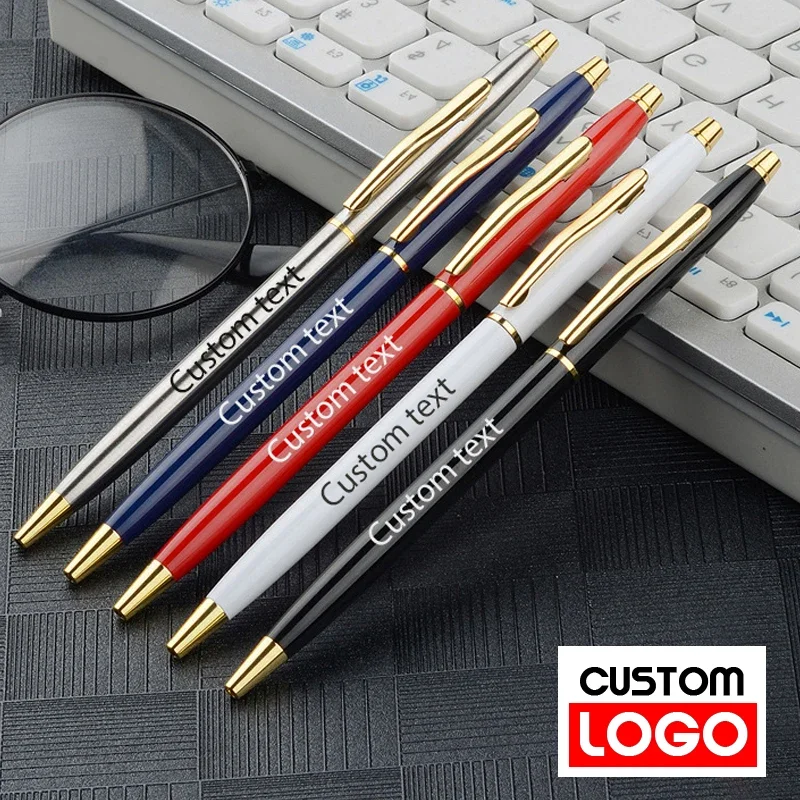 Business Metal Ballpoint Pen Hotel Advertising Gift Gel Pen Lettering Engraved Name Customized Logo Student Stationery Wholesale