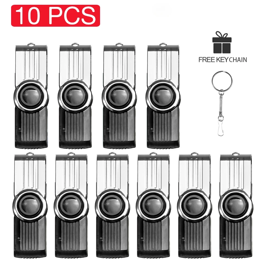 

10PCS/LOT Cool Plastic USB Flash Drive 128GB Free Key Chain Pen Drive 64GB Rotatable Memory Stick 32GB High speed U disk 16GB