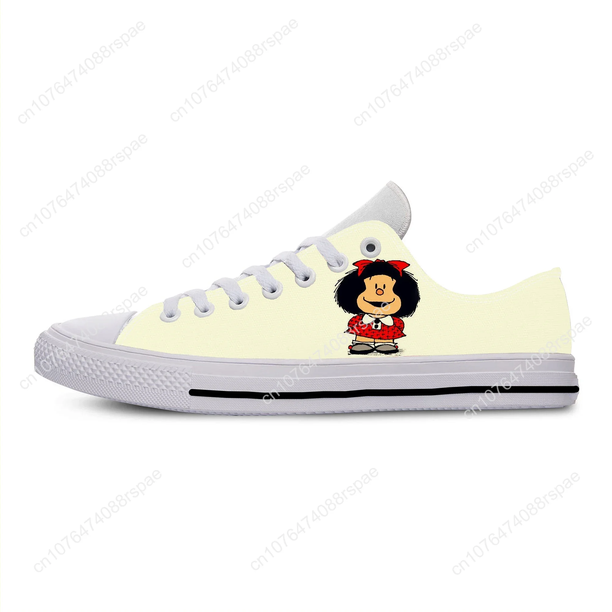 Homens e Mulheres Mafalda Anime Cartoon Tênis, Sapato de Pano Casual, Cima Baixa, Respirável, Leve, Impressão 3D, Bonito, Engraçado, Moda, Quente