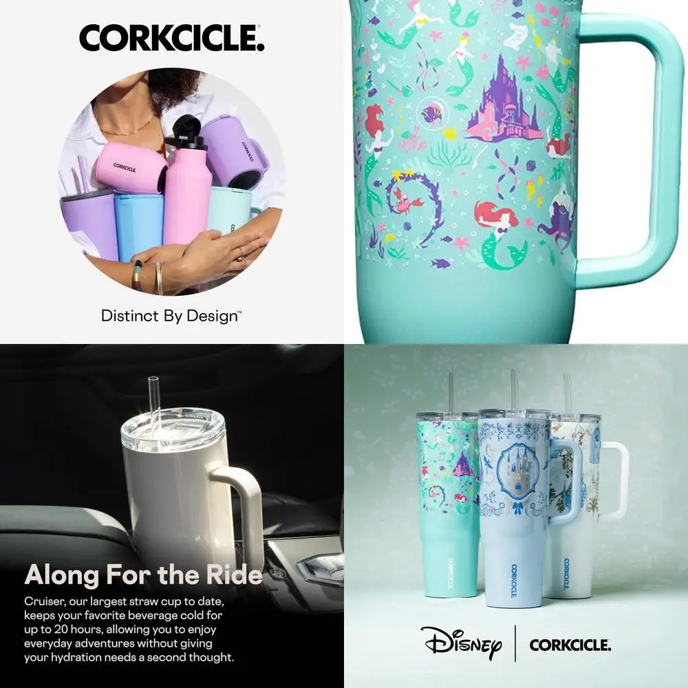 

Triple Insulated 40oz Tumbler with Handle & Straw - Keeps Drinks Cold for 20 Hours, Perfect Summer Gift for Ariel Fans