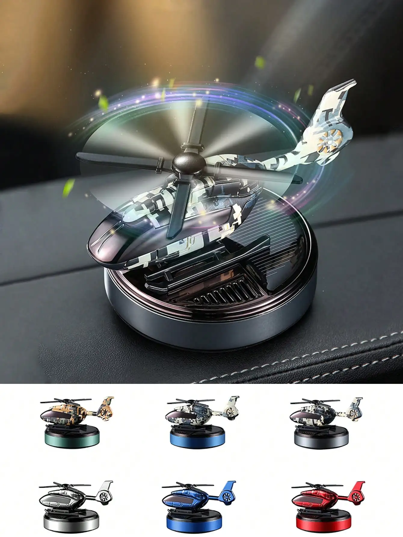 1Pc Car Perfume Decoration, Solar Rotating Xiaoyun Helicopter In Car, Creative Car Perfume Aircraft Ornament