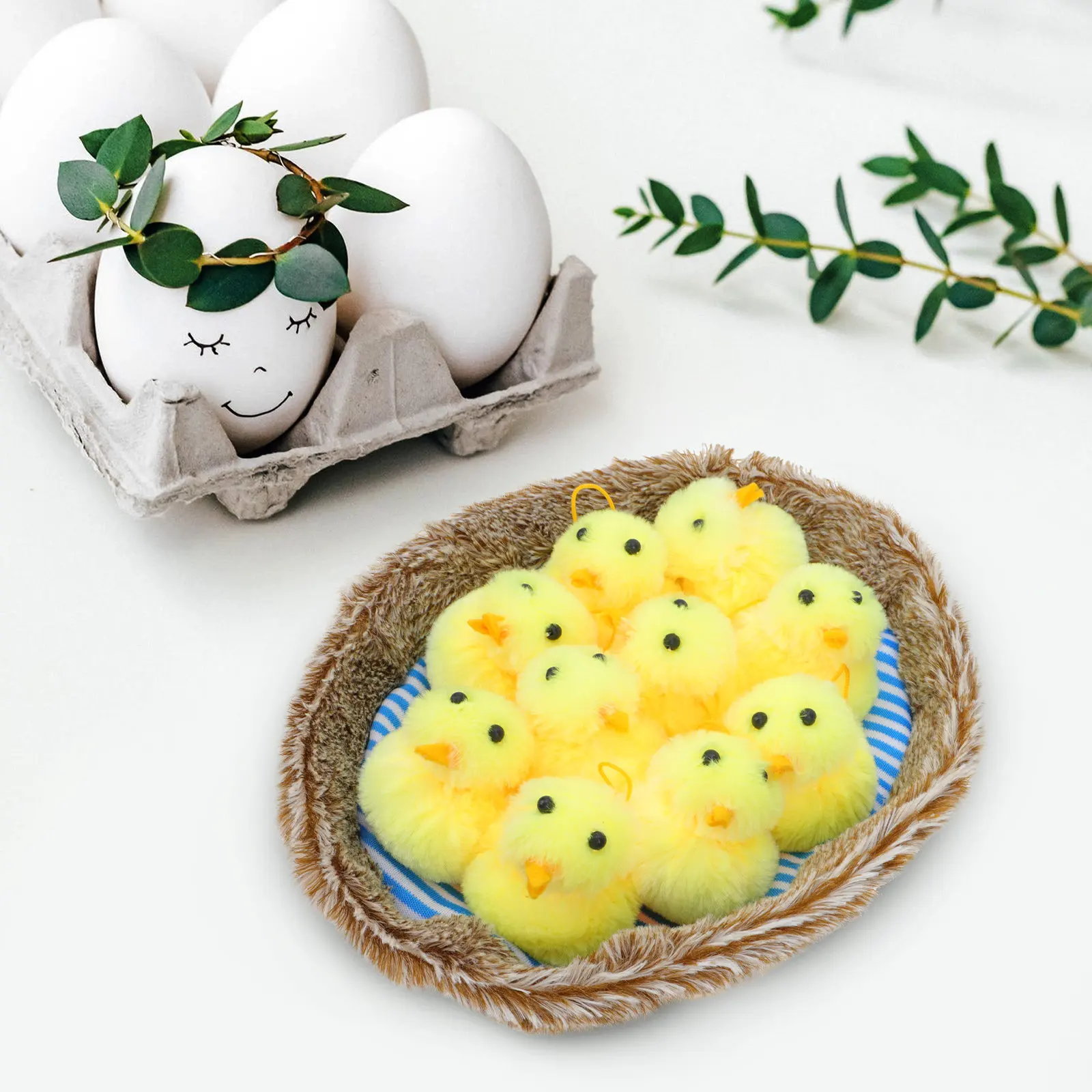 

1Set PP Cotton Easter Chick Hen Adornment Creative Chic Decorative Figure for Holiday Home Party Garden Desktop Easter Themed