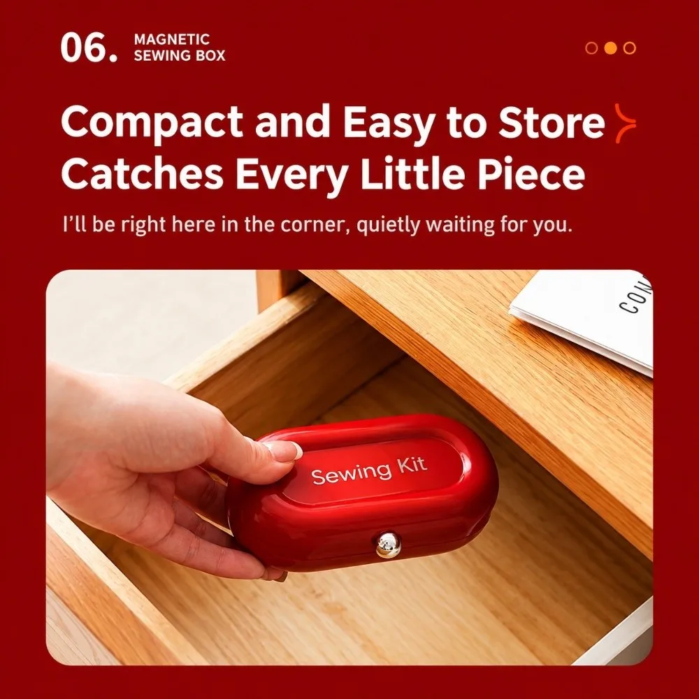 Portable Magnetic Needle and Thread Box DIY Practical Sewing Kit for Clothes Small Hand Sewing Tool Kit for Dormitories