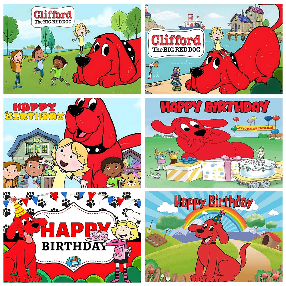 

Cute Cartoon Big Red Dog-Clifford Theme Backdrop Children Birthday Party Decorations Banner Baby Shower Photozone Props Kid Gift