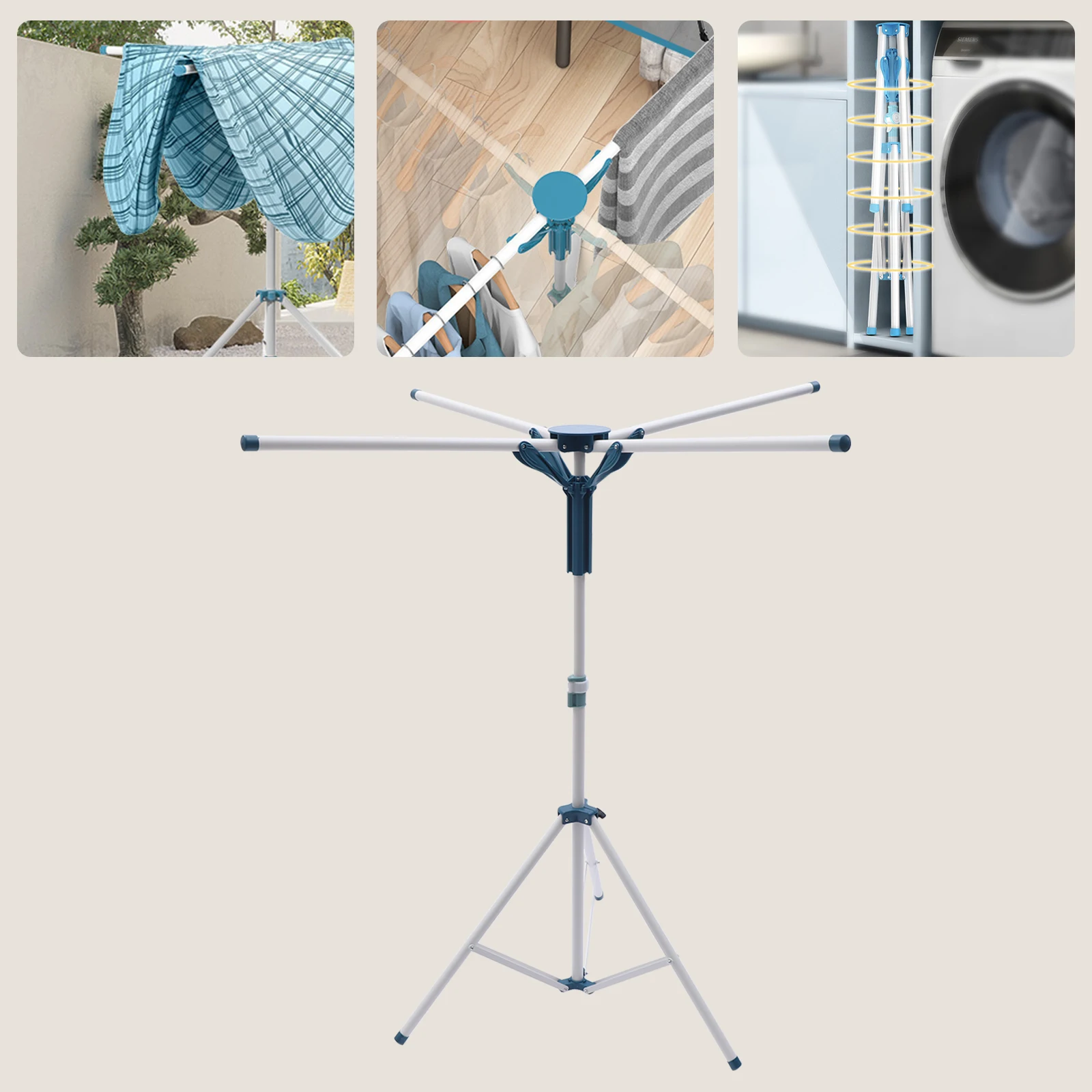 

Foldable Adjustable Clothes Drying Rack for Indoor & Outdoor Laundry Drying , Garment Rack - Space Saving Portable Drying Rack