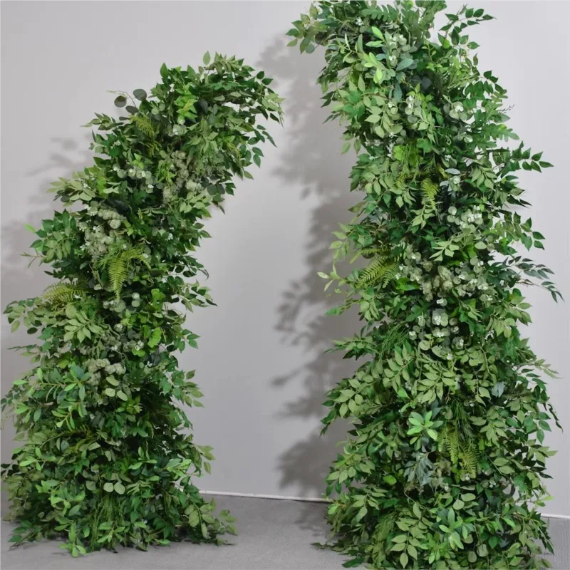 Uflower Green Leaves Creeper Plant Floral Arrangement Outdoor Wedding Backdrop Horn Arch Decor Stage Window Display Flower Walls