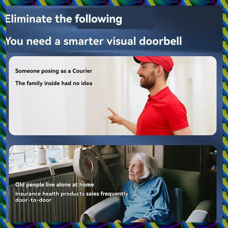 毎日のワイヤレス WIFI ドアベルビデオインターホンドアベルカメラ 2MP スマートホームセキュリティ保護 PIR モーション検出