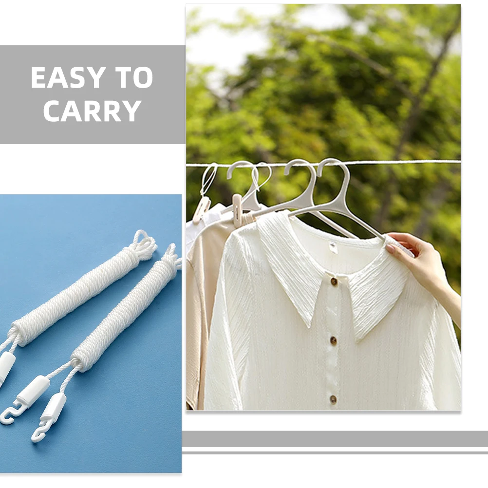 

Windproof Clothesline Ropes White Outdoor Travel PE Strong Portable Foldable Non Slip Dry Home Balcony Camping Picnic