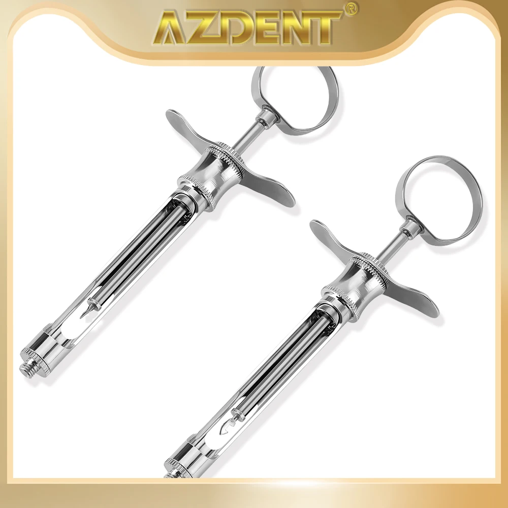 

AZDENT Dental Syringe Stainless Steel Dentistry Surgical Instrument Hook-headed Dental Teeth Care Dental Aspirating Syringe