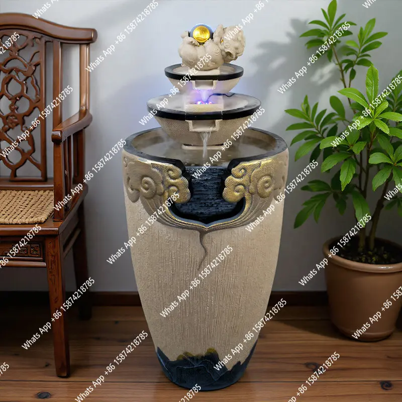 New Chinese-style courtyard flowing water ornament circulating water Zen water feature landing lucky fountain landscape