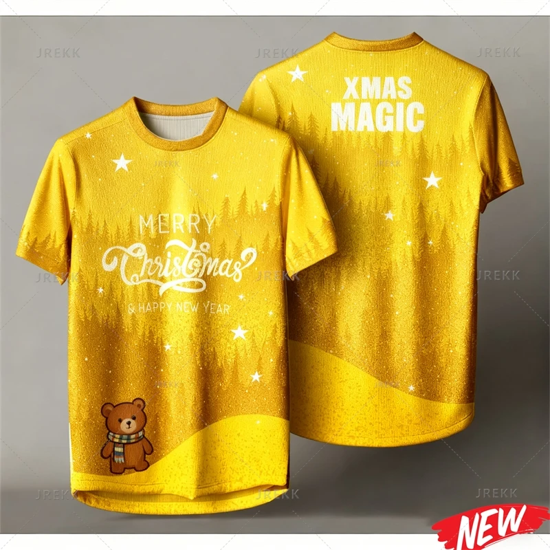 New In 2026 Cartoon Christmas T-Shirt Men Women 3d Printing Merry Christmas Tee Shirts Tops Happy New Year Short Sleeve Tshirt