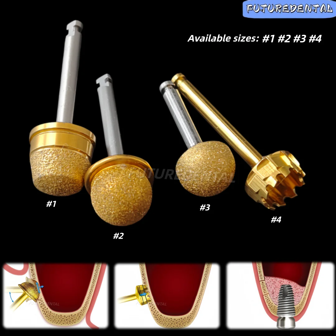 Dental Diamond Coated Lateral Approach Sinus Lift Drills Kit ball Burs Bone Shape Dental Implant Tool Cutting Drills