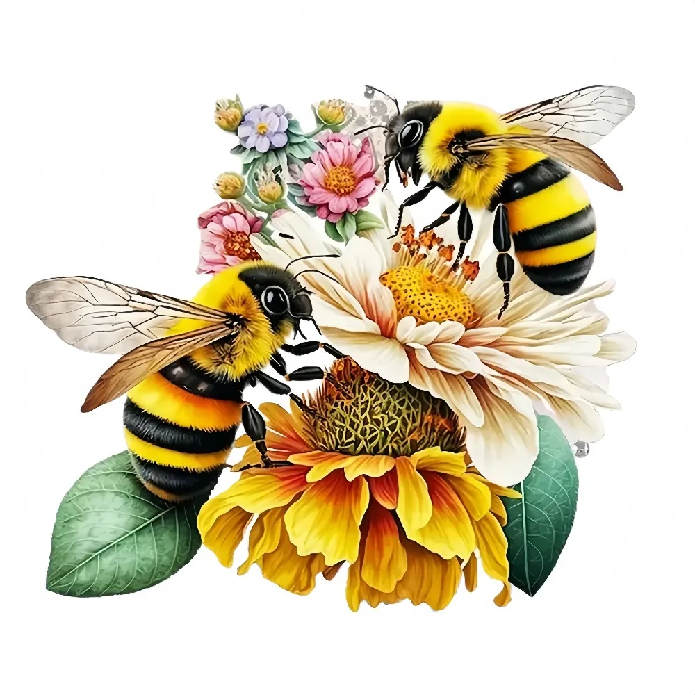 

3D Bee & Sunflower Stickers Realistic Bumblebee Large Yellow/White Vinyl Decals Scratch Resistant Glossy for Cars Trucks