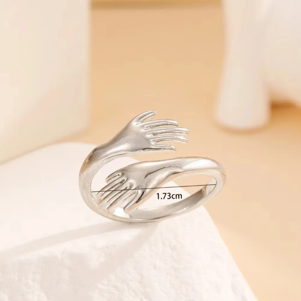 A Ring Embraced By Both Hands, Gold/Silver Copper Material Inlaid With Zircon Series Personalized Fashion Gift