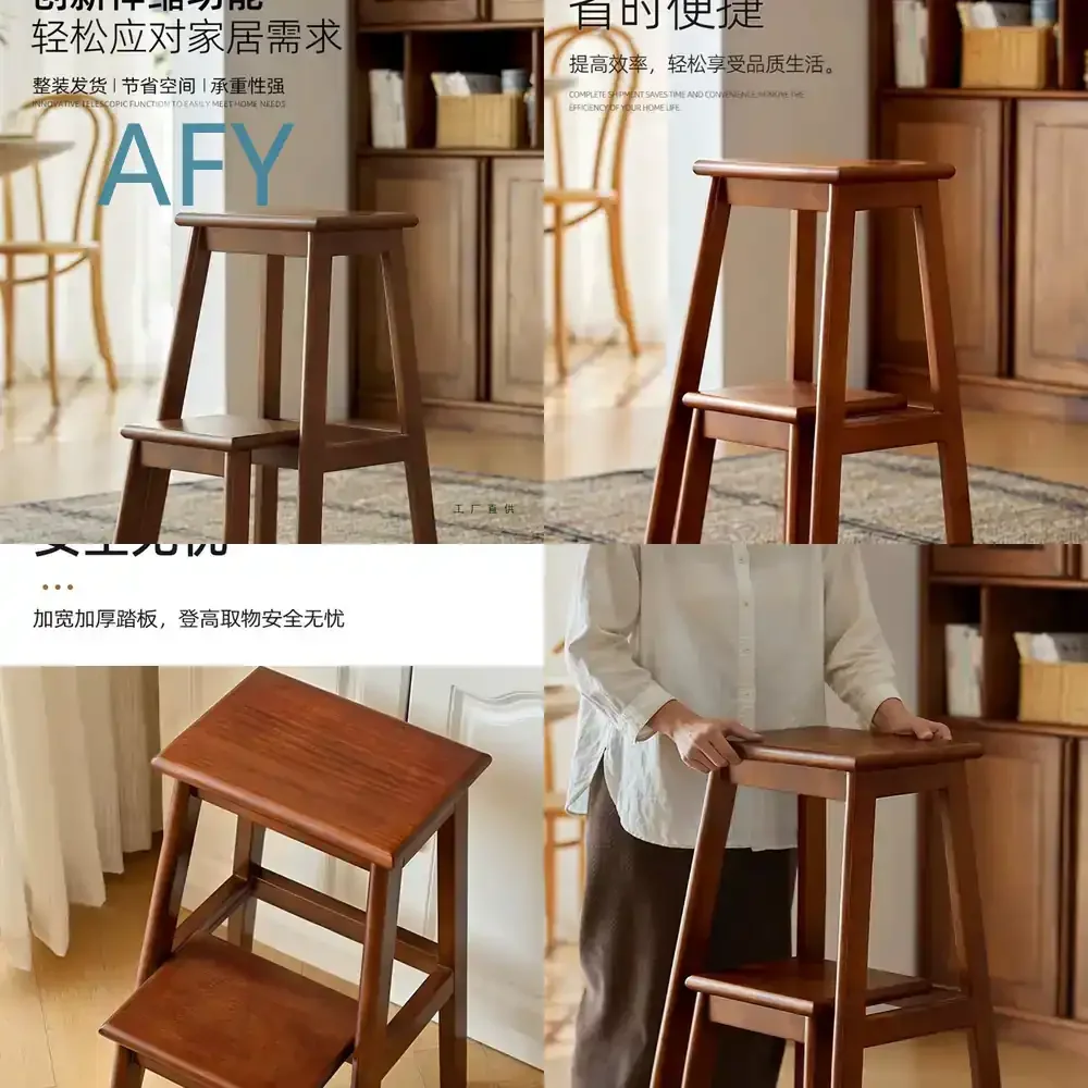 New Chinese Style Household Step Stool for Home Use Multi Functional Folding Step Ladder for Kitchen Bathroom Bedroom Heavy