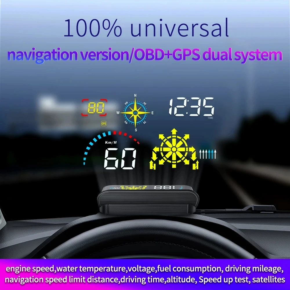 Проектор HUD на лобовое стекло автомобиля OBD2 проекционный дисплей HUD новейший Q10 проекционный дисплей с навигацией в реальном времени GPS Автомобильный дисплей на лобовое стекло спидометр