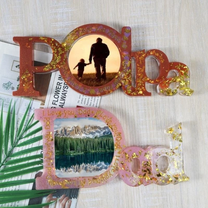 A52E Foto Rahmen Epoxy Harz Form Liebe Familie Foto Rahmen Silikon Form Desktop Ornamente Display-ständer DIY Handwerk – Detail 1