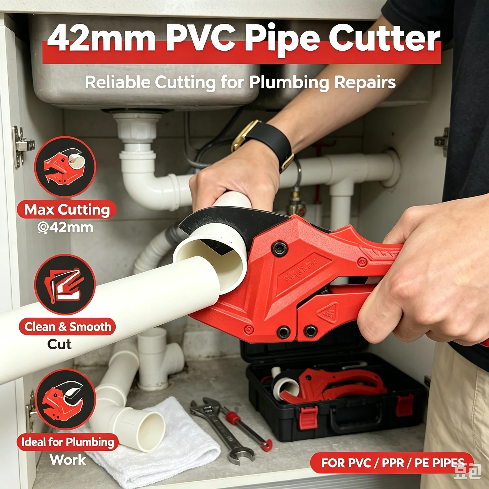 MAXSTI 42mm PPR Pipe Cutter, Industrial Labor‑Saving PVC Tube Shear, Quick Plastic Pipe Cutting Tool for Wholesale