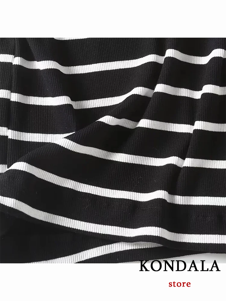 KONDALA Chic Striped Streetwear Vest Fashion 2023 Summer Sleeveless Button Top Black High Street Y2K Causal Short Sexy Mujer Top