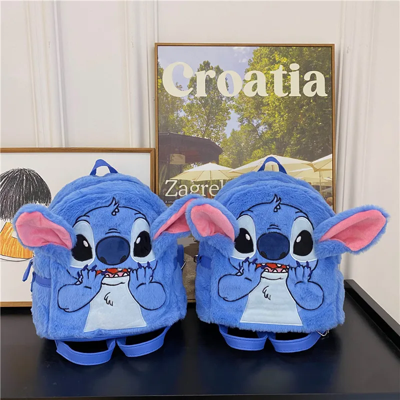 Disney-Sac à Dos en Peluche Stitch pour Enfants, Cartable pour Enfants, Grande Capacité, Kawaii, Dessin Animé, Mode 3D, Mini Fille, Cadeau d'Anniversaire