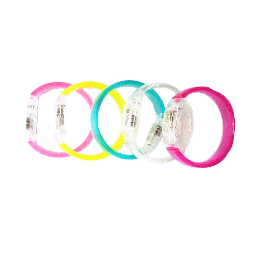 

5pcs Luminous Bracelet Plastic Acrylic Glowing Flash Circular Wide Band Wristbands For Concerts Parties Night Safety