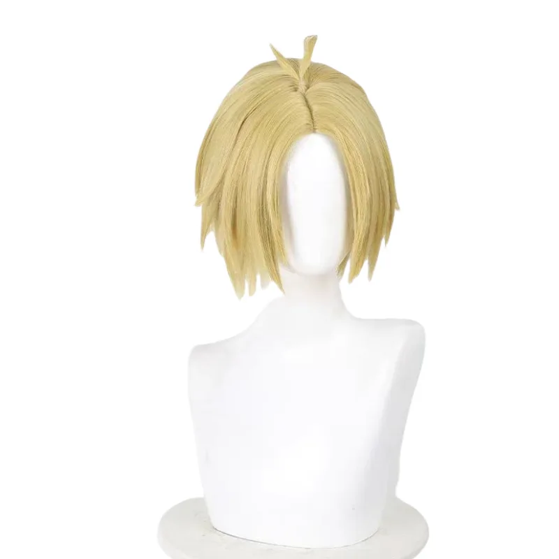 Perruque de Cosplay Synthétique SakamPain Dencipour Homme, Cheveux Jaunes, Accessoires de Jeu, ixd'Halloween, Shin Asakura, 30cm